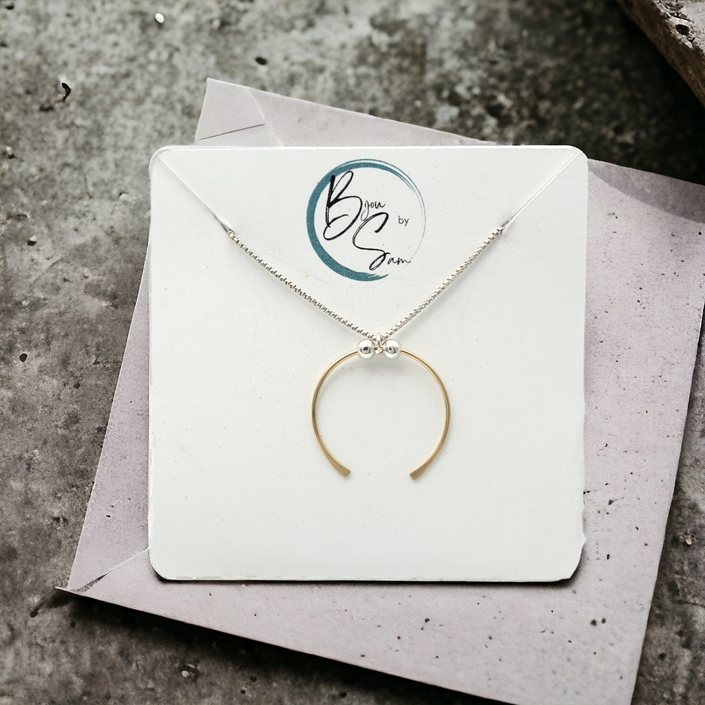 Necklace - Silver with Gold Pendant Necklace Bijou by SAM