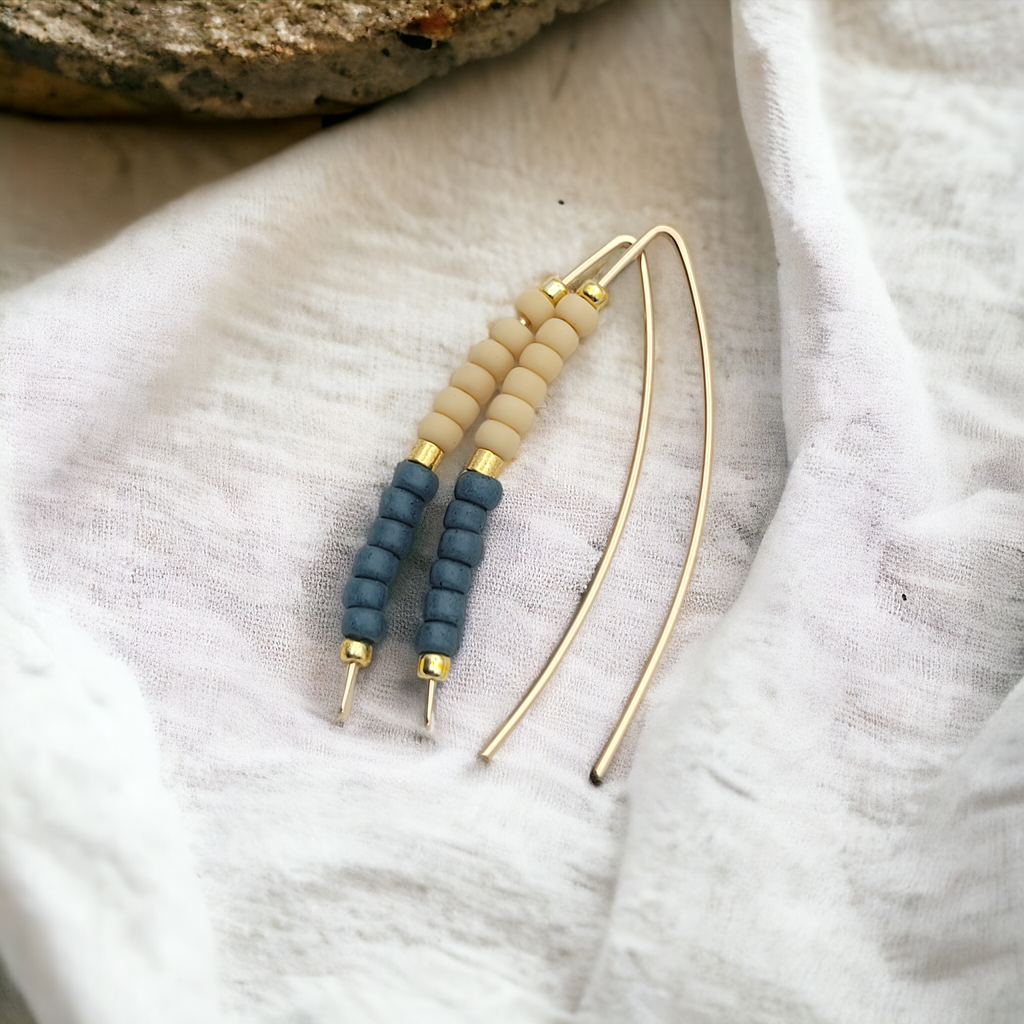 Wish - Gold with Tan & Teal Earrings Bijou by SAM