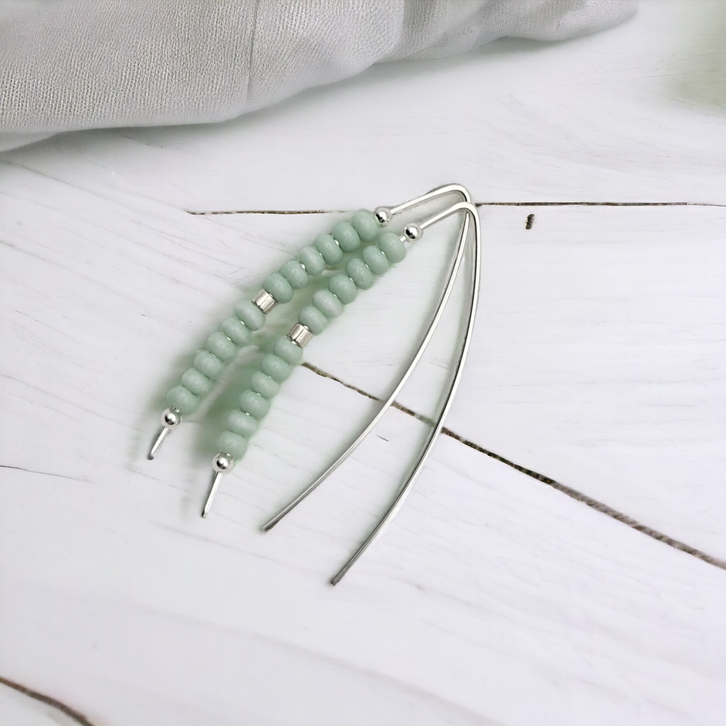 Wish - Silver & Mint Green Earrings Bijou by SAM