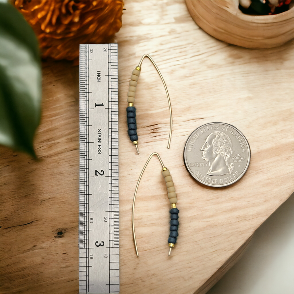 Wish - Gold with Tan & Teal Earrings Bijou by SAM