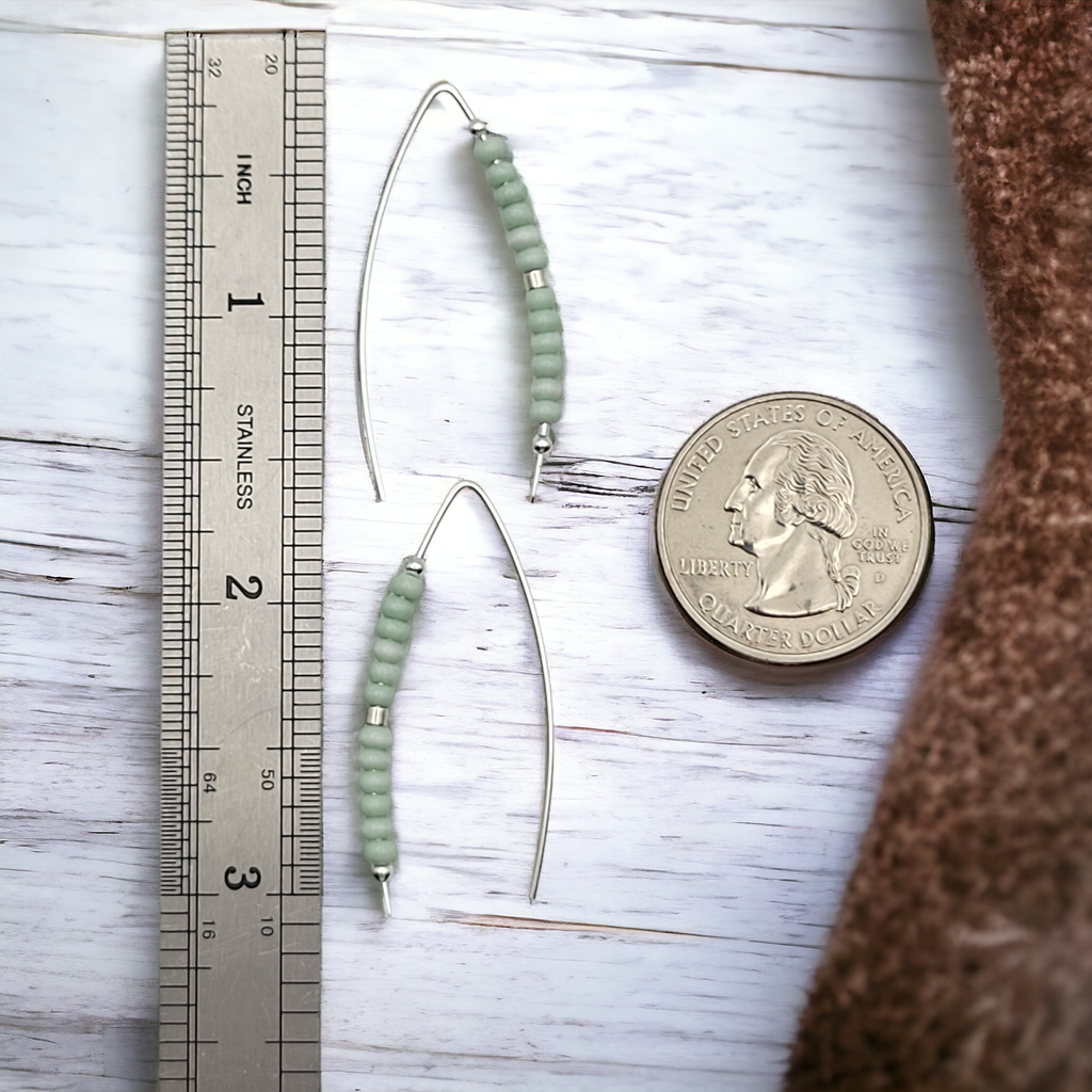 Wish - Silver & Mint Green Earrings Bijou by SAM