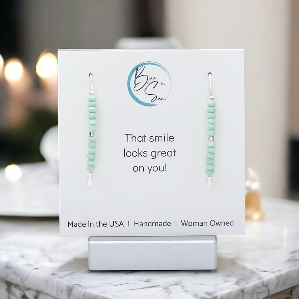 Wish - Silver & Mint Green Earrings Bijou by SAM