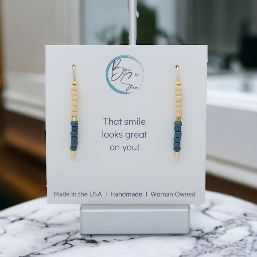 Wish - Gold with Tan & Teal Earrings Bijou by SAM