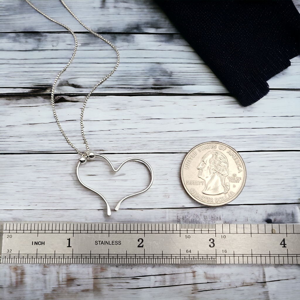Open Heart Necklace - Silver & Silver Necklace Bijou by SAM