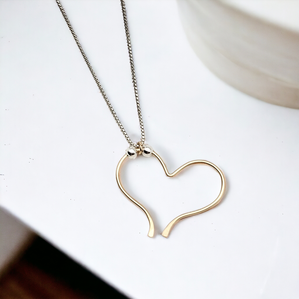 Open Heart Necklace - Gold with Silver Necklace Bijou by SAM