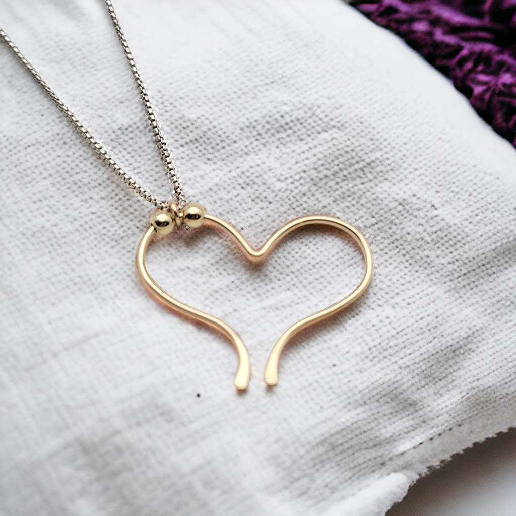 Open Heart Necklace - Gold with Gold Necklace Bijou by SAM