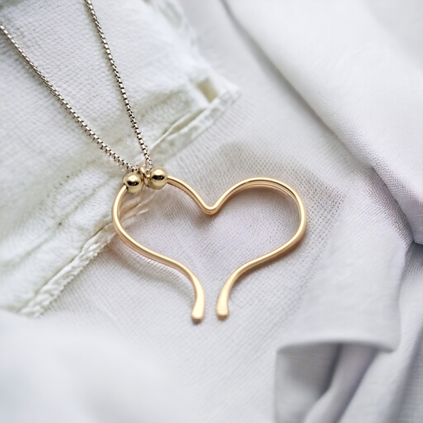 Open Heart Necklace - Gold with Gold Necklace Bijou by SAM