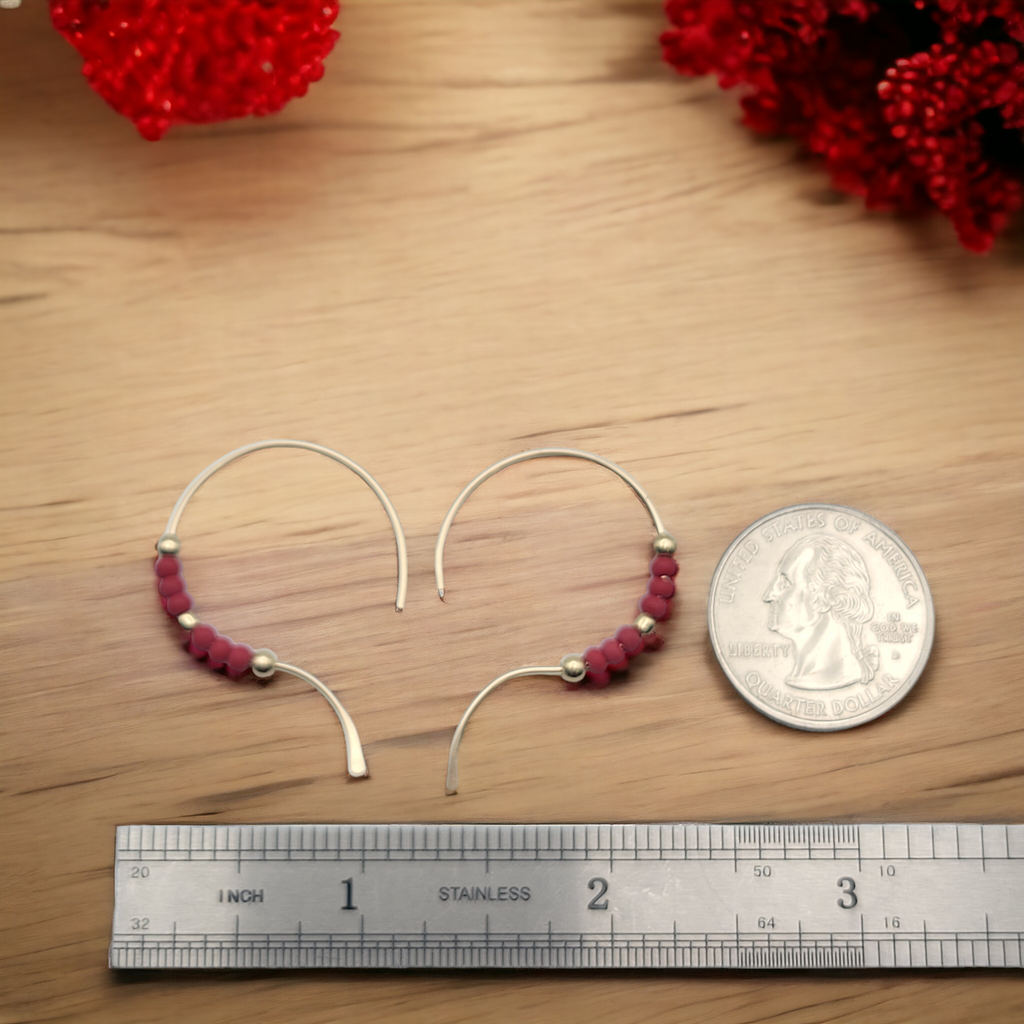Open Heart - Gold & Red Earrings Bijou by SAM