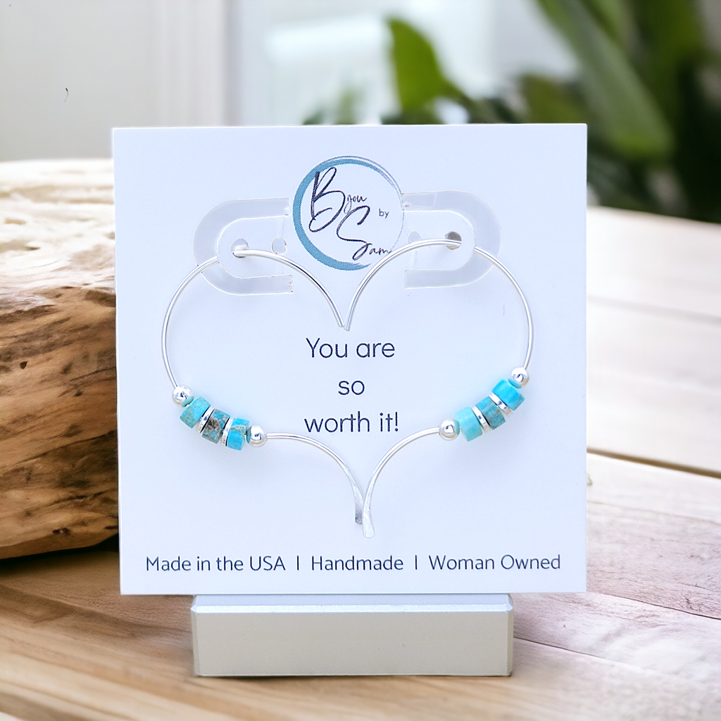 Open Heart - Silver & Turquoise Jasper Earrings Bijou by SAM