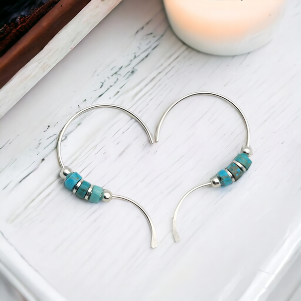 Open Heart - Silver & Turquoise Jasper Earrings Bijou by SAM