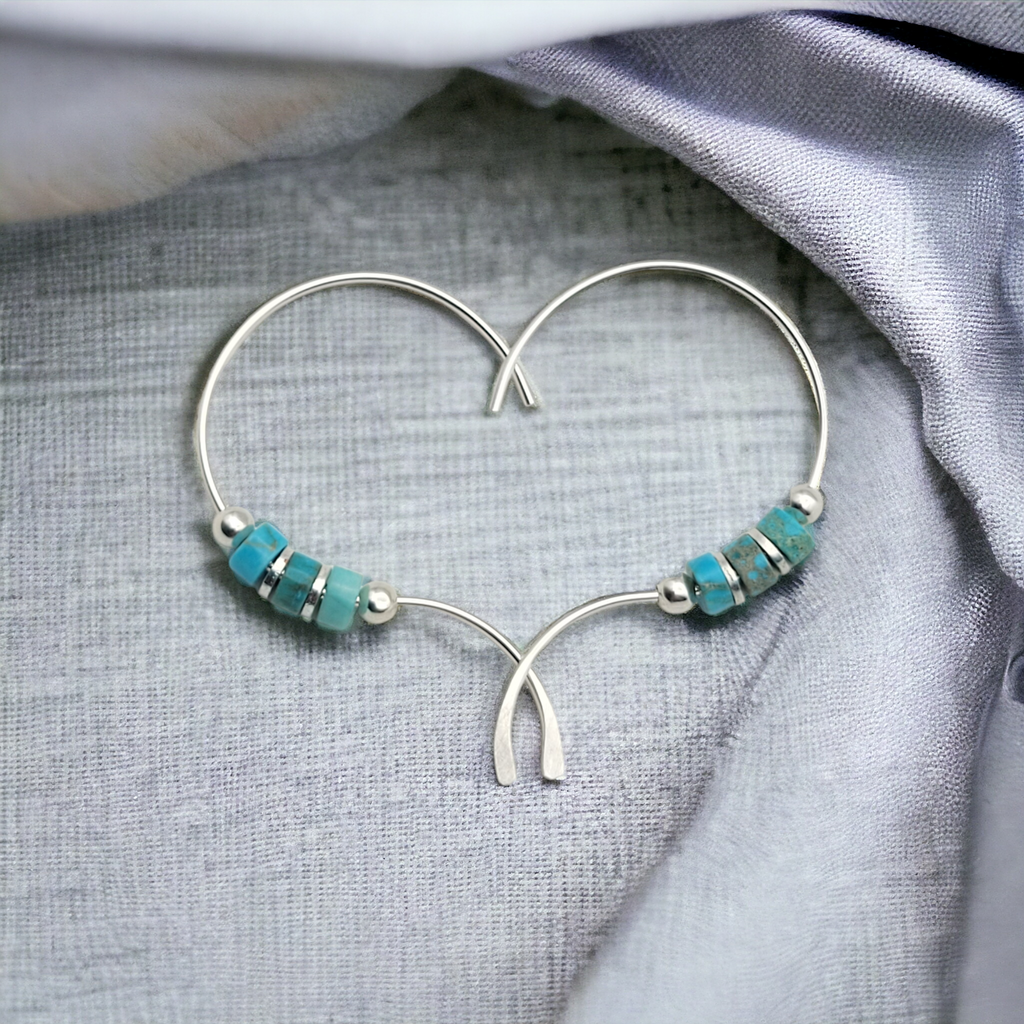 Open Heart - Silver & Turquoise Jasper Earrings Bijou by SAM
