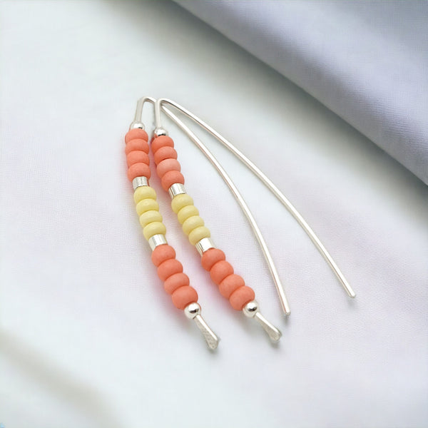 Wish - Silver with Salmon & Yellow Earrings Bijou by SAM