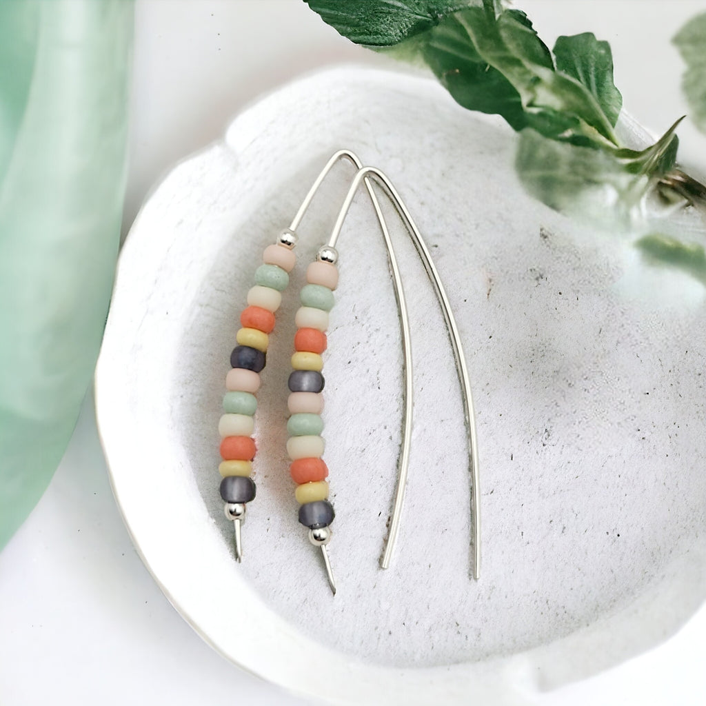 Wish - Silver & Spring Colored Beads Earrings Bijou by SAM