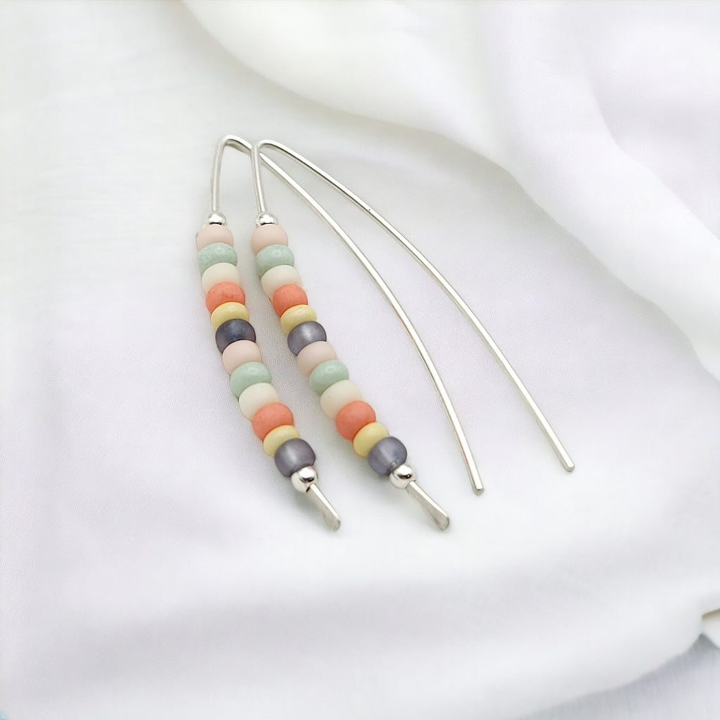Wish - Silver & Spring Colored Beads Earrings Bijou by SAM