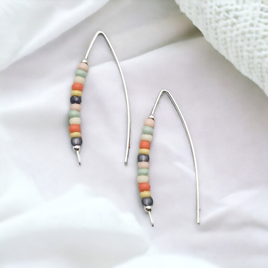 Wish - Silver & Spring Colored Beads Earrings Bijou by SAM   
