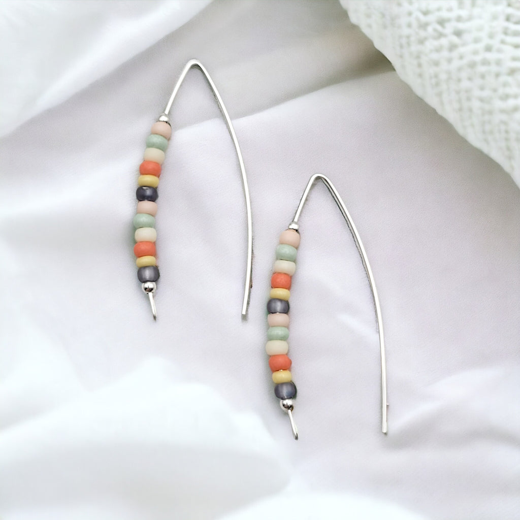 Wish - Silver & Spring Colored Beads Earrings Bijou by SAM