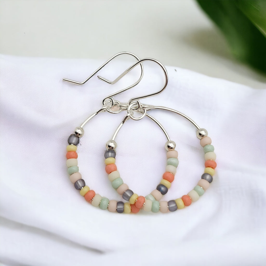 Boho - Silver & Spring Beads Earrings Bijou by SAM