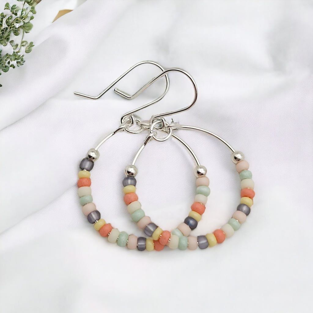Boho - Silver & Spring Beads Earrings Bijou by SAM