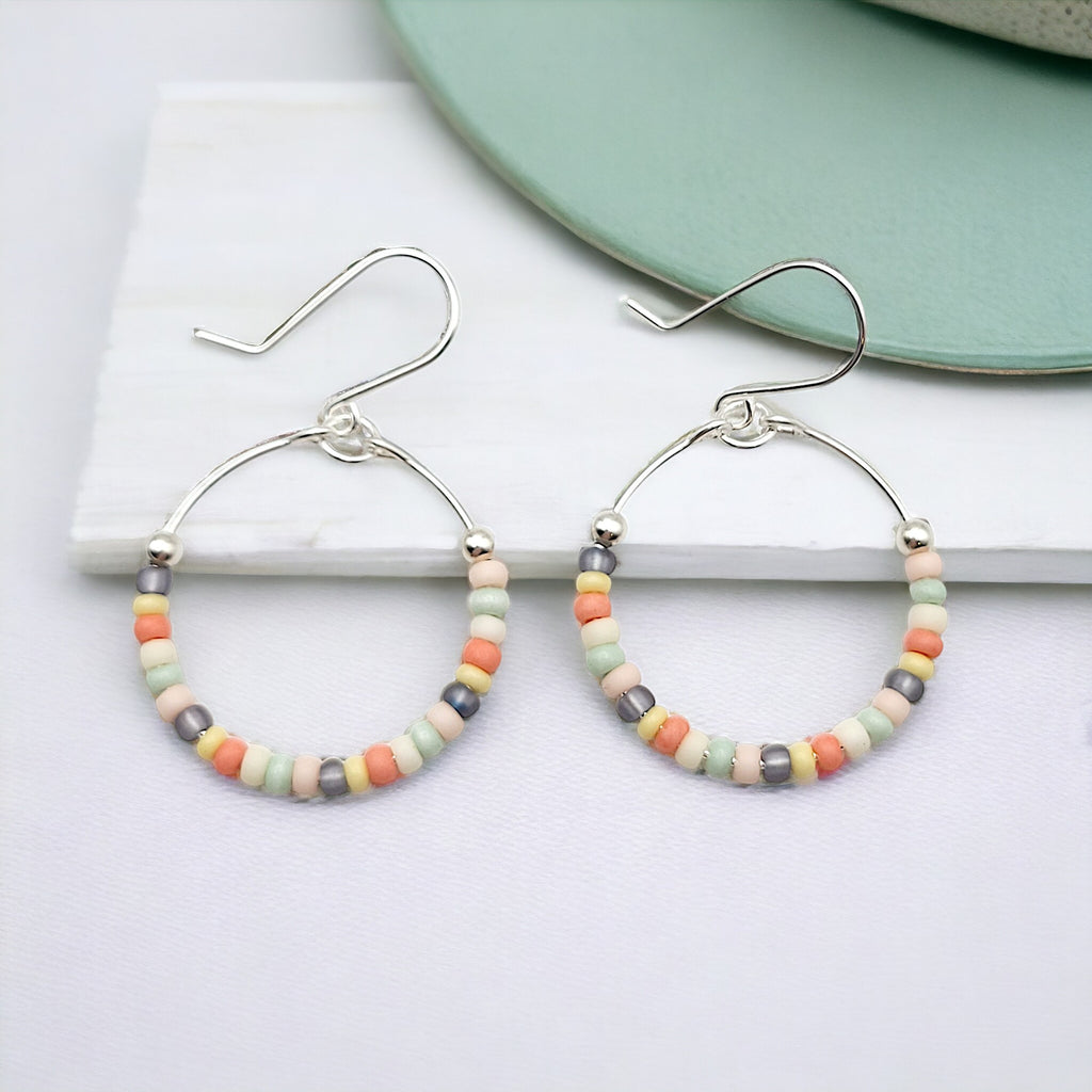 Boho - Silver & Spring Beads Earrings Bijou by SAM