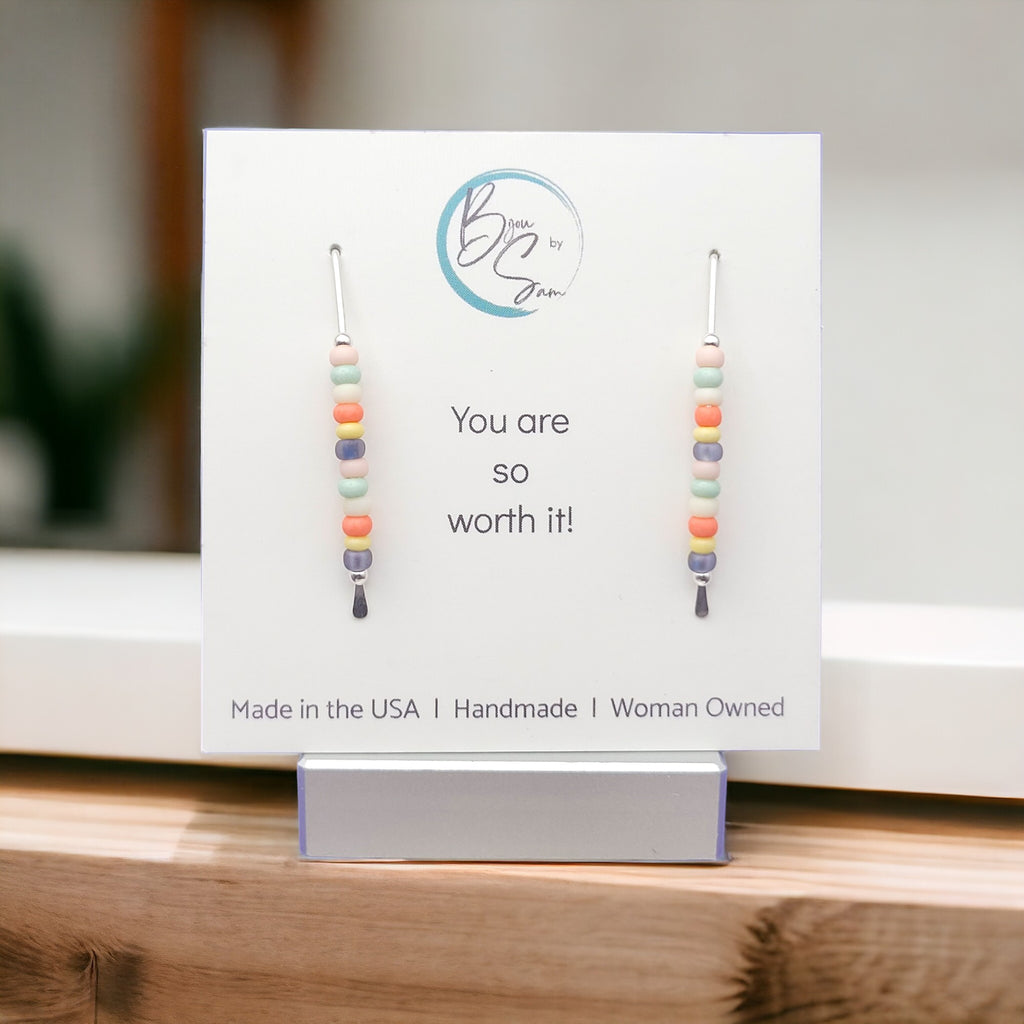 Wish - Silver & Spring Colored Beads Earrings Bijou by SAM