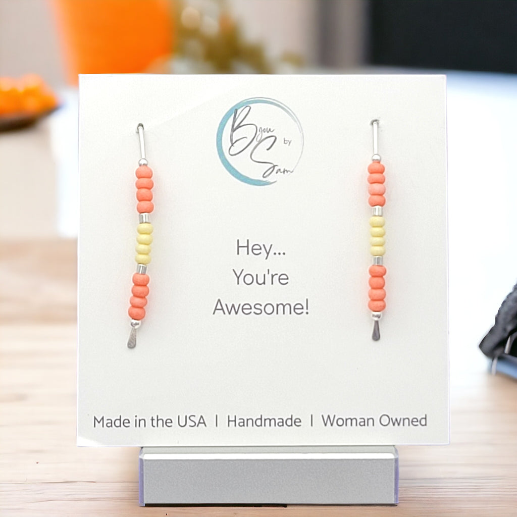 Wish - Silver with Salmon & Yellow Earrings Bijou by SAM