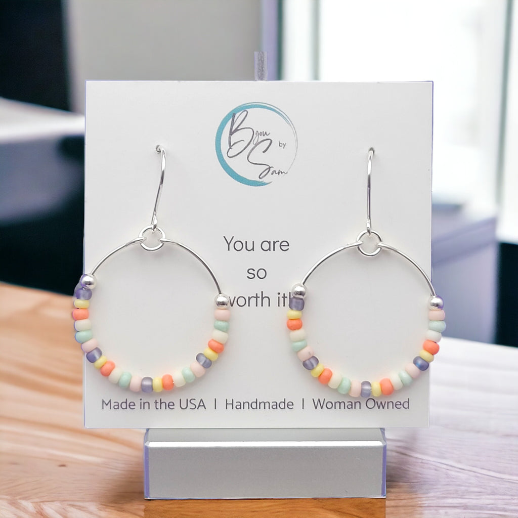 Boho - Silver & Spring Beads Earrings Bijou by SAM