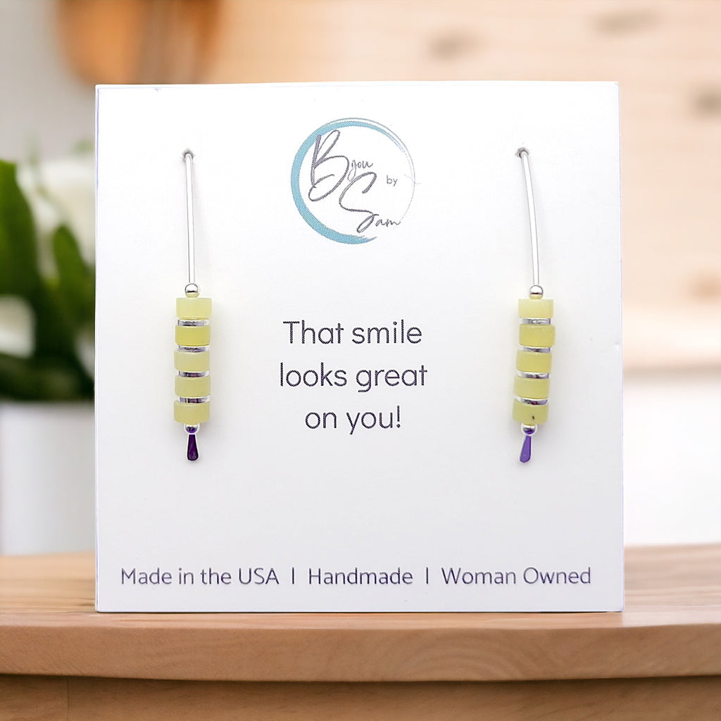 Wish - Silver & Lemon Jade Earrings Bijou by SAM