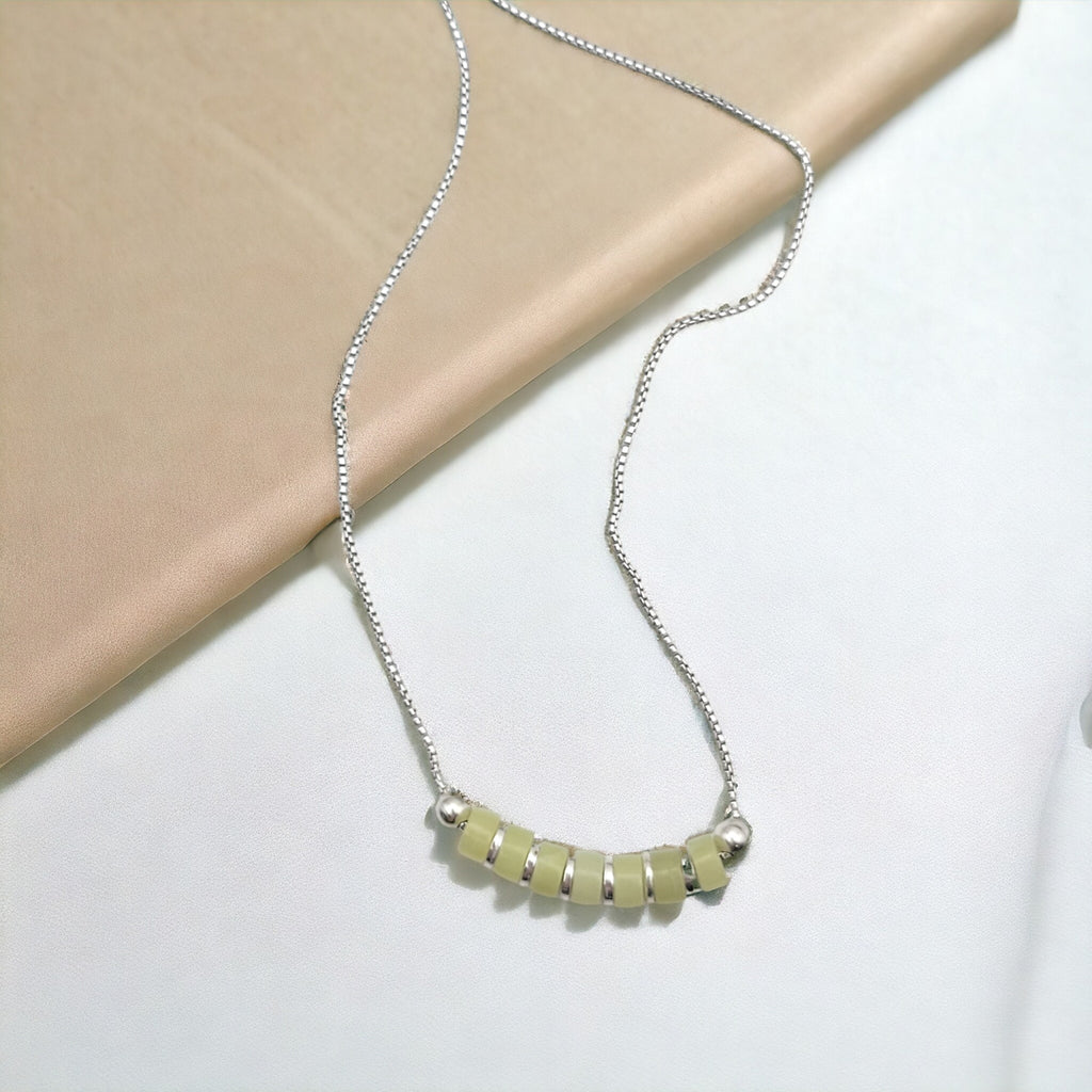 Necklace - Silver & Lemon Jade Necklace Bijou by SAM