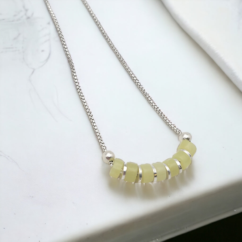 Necklace - Silver & Lemon Jade Necklace Bijou by SAM