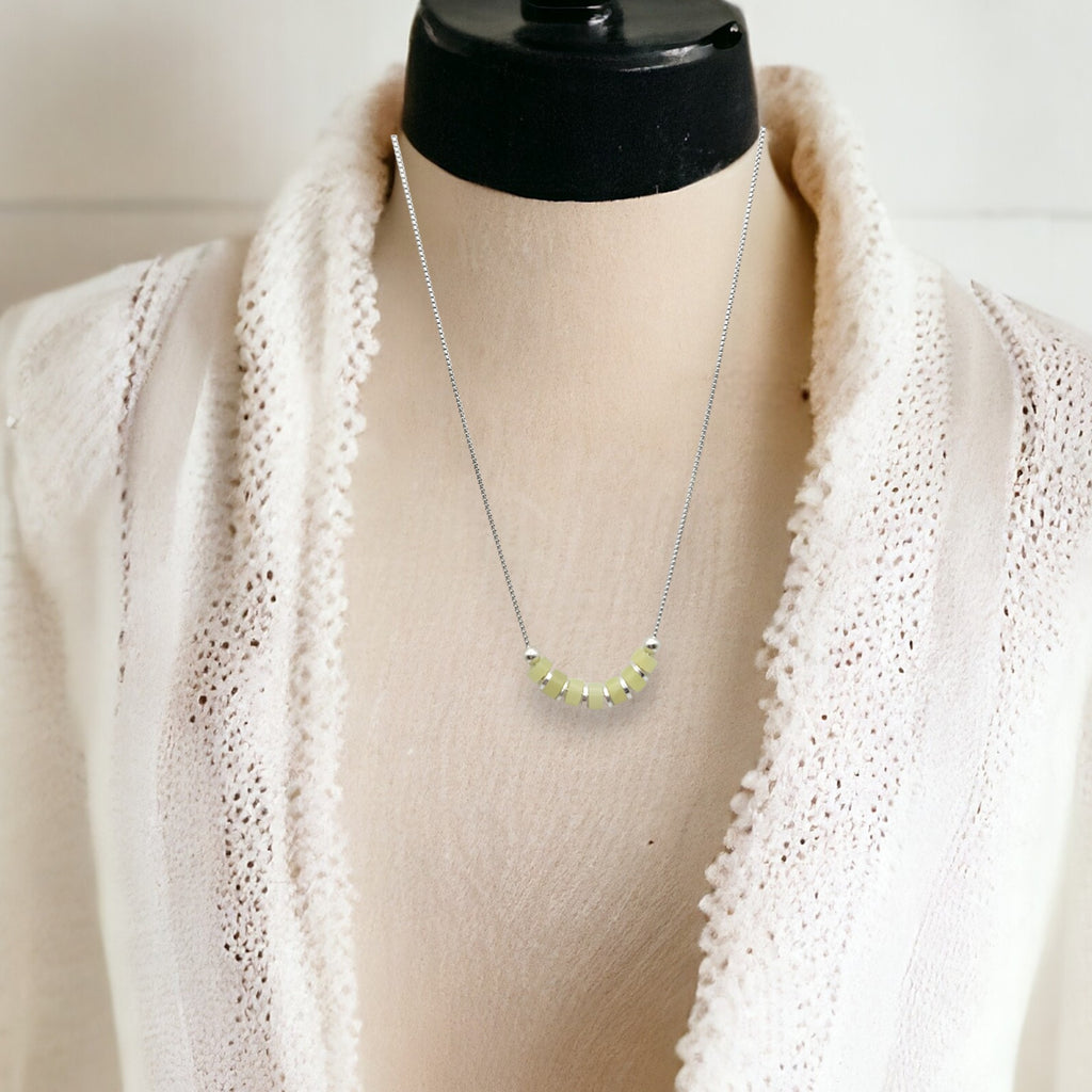 Necklace - Silver & Lemon Jade Necklace Bijou by SAM