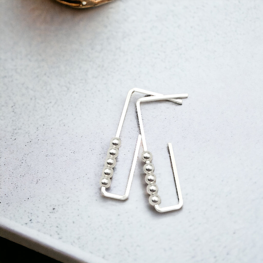 True - Silver Rectangle Studs Earrings Bijou by SAM