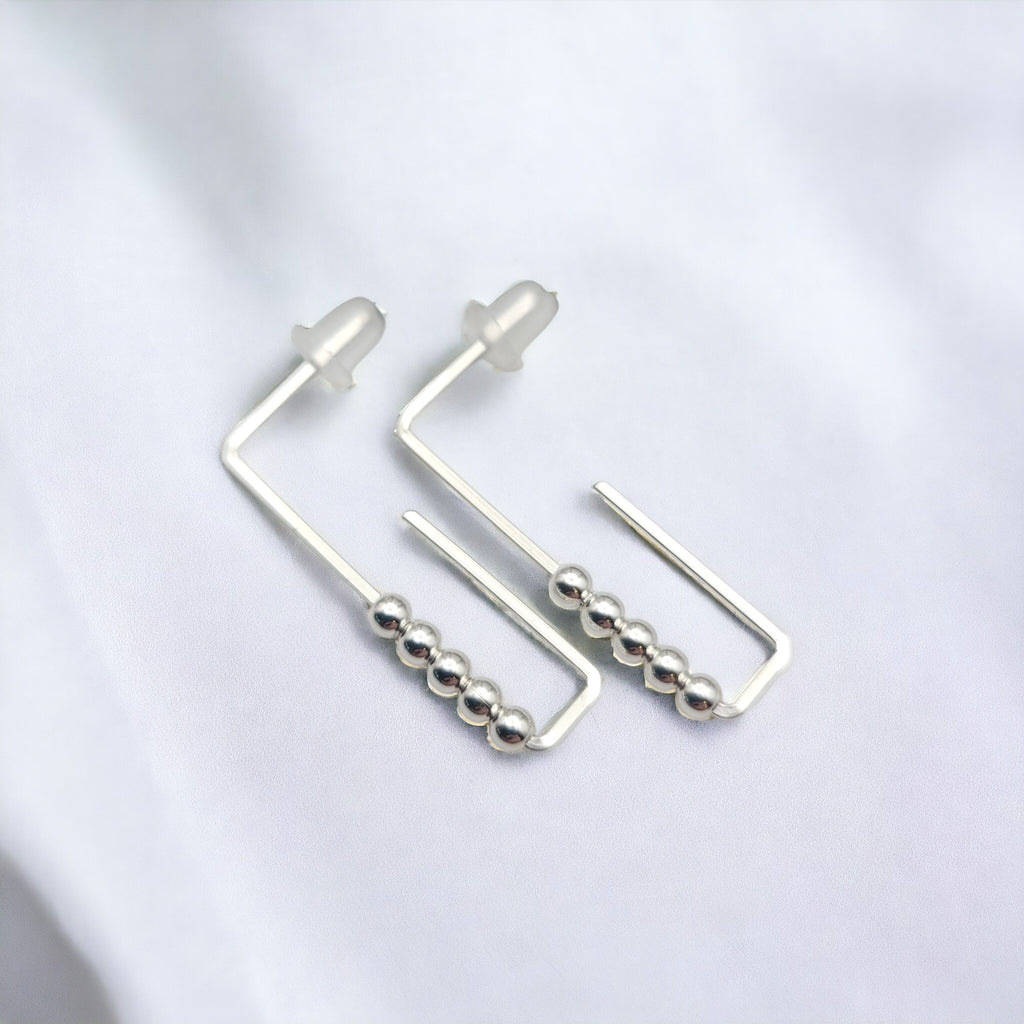 True - Silver Rectangle Studs Earrings Bijou by SAM