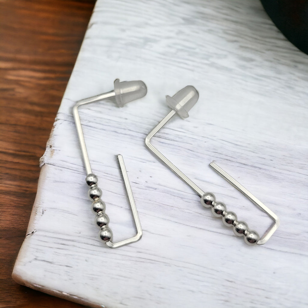 True - Silver Rectangle Studs Earrings Bijou by SAM