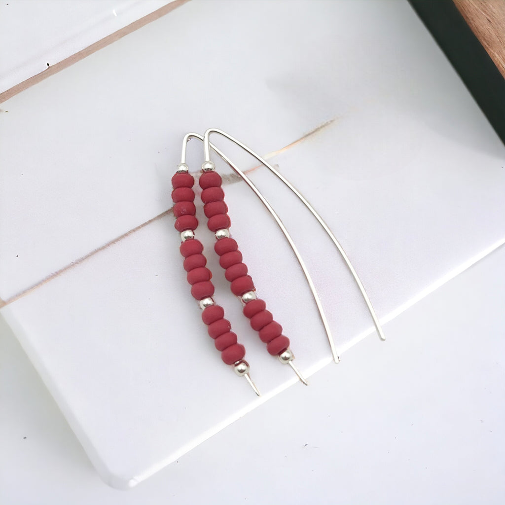 Wish - Red Miyuki Beads Earrings Bijou by SAM