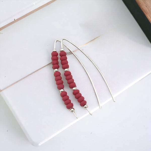 Wish - Red Miyuki Beads Earrings Bijou by SAM