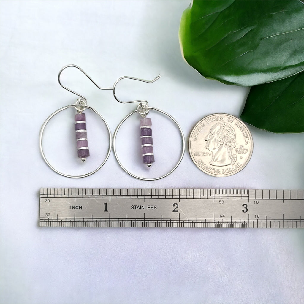 Boho - Silver Hoop with Amethyst Earrings Bijou by SAM   