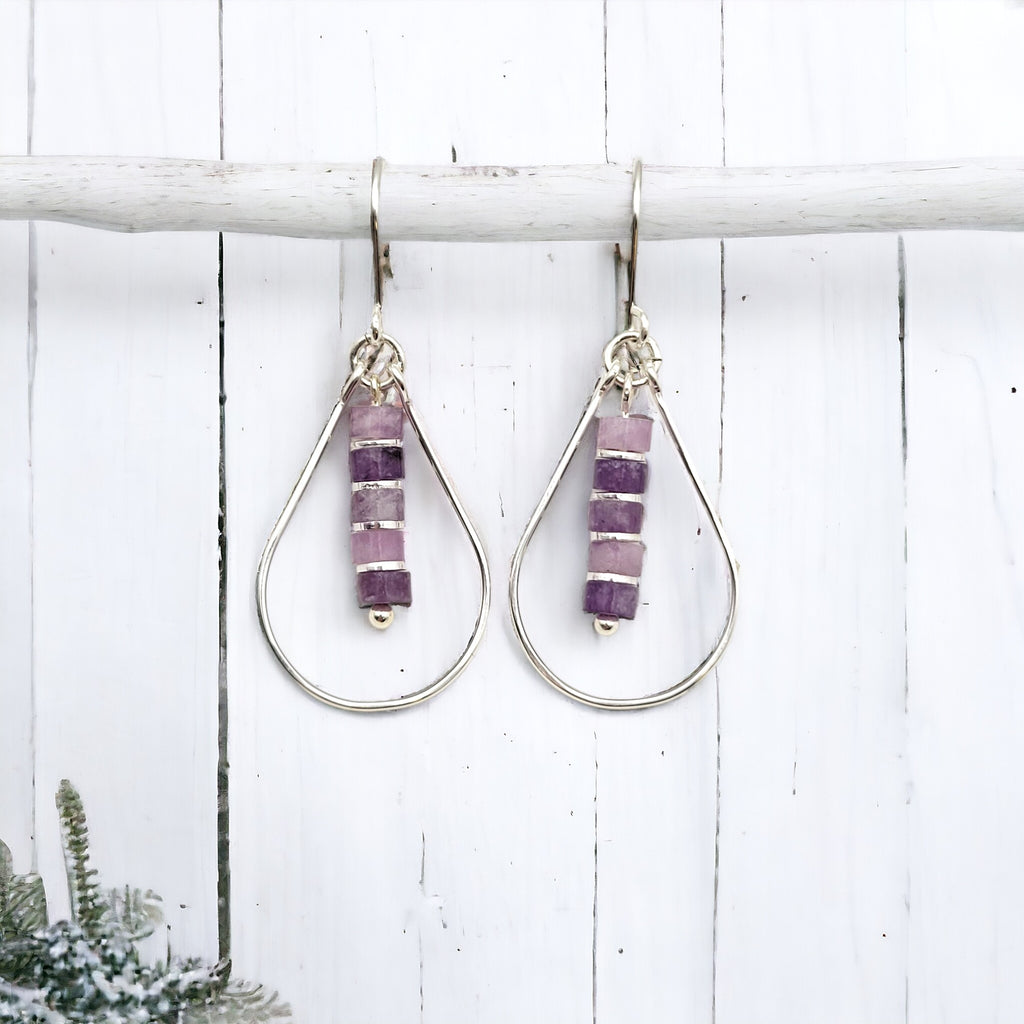 Lane - Silver with Amethyst Dangle Earrings Bijou by SAM