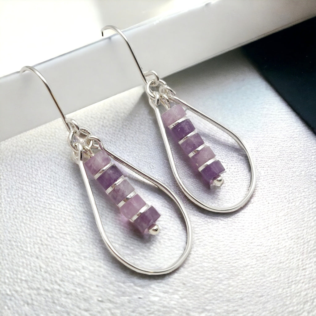 Lane - Silver with Amethyst Dangle Earrings Bijou by SAM   