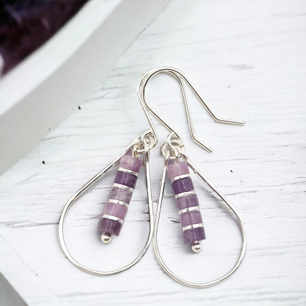 Lane - Silver with Amethyst Dangle Earrings Bijou by SAM