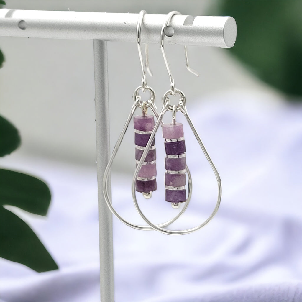 Lane - Silver with Amethyst Dangle Earrings Bijou by SAM