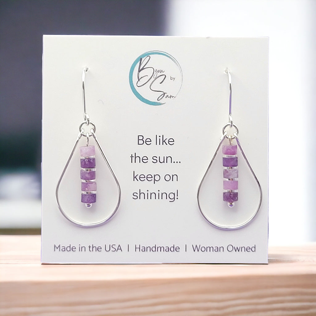 Lane - Silver with Amethyst Dangle Earrings Bijou by SAM