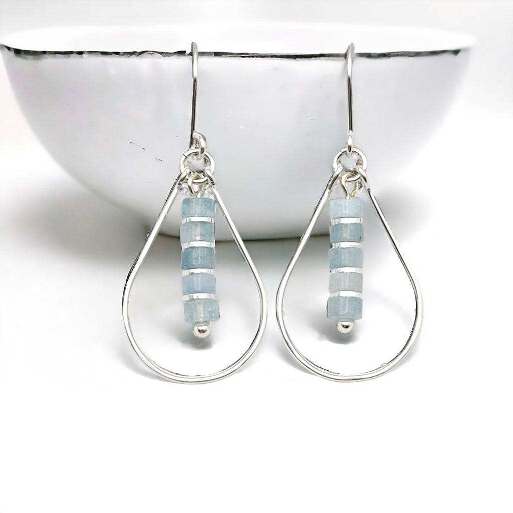 Lane - Silver with Aquamarine Earrings Bijou by SAM