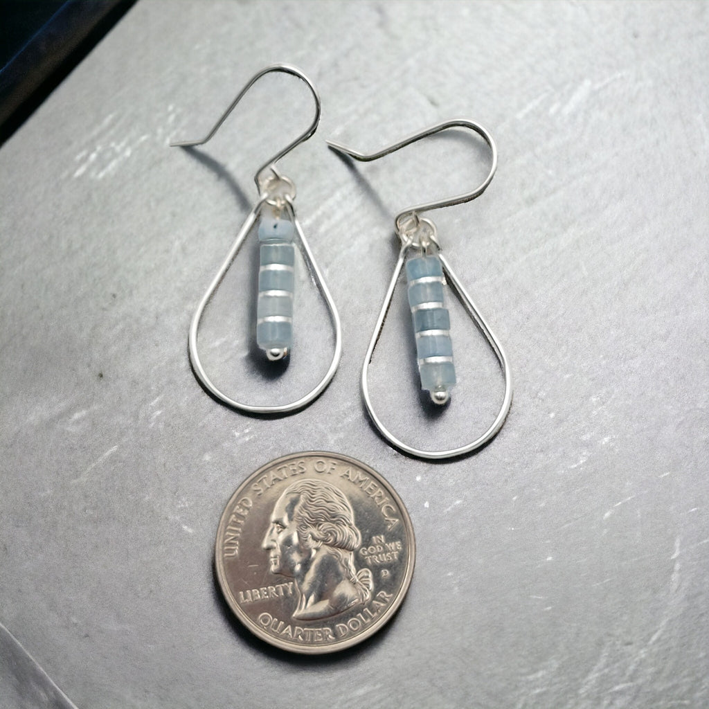 Lane - Silver with Aquamarine Earrings Bijou by SAM   