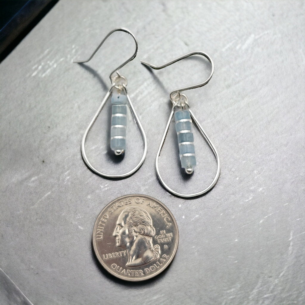 Lane - Silver with Aquamarine Earrings Bijou by SAM