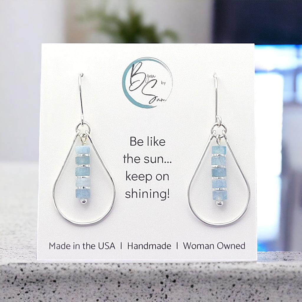 Lane - Silver with Aquamarine Earrings Bijou by SAM