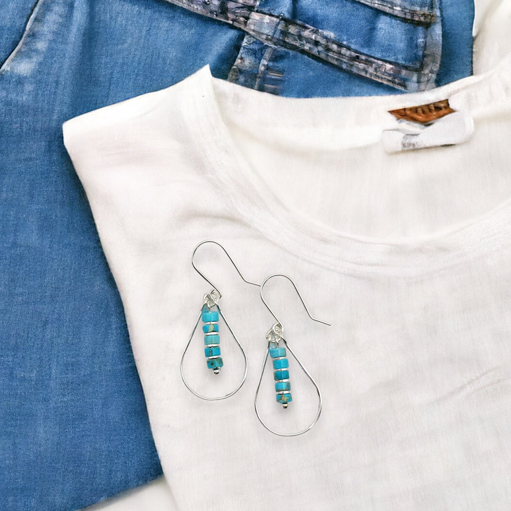 Lane - Silver with Turquoise Earrings Bijou by SAM