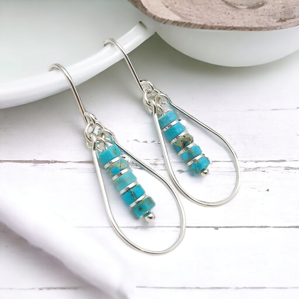 Lane - Silver with Turquoise Earrings Bijou by SAM
