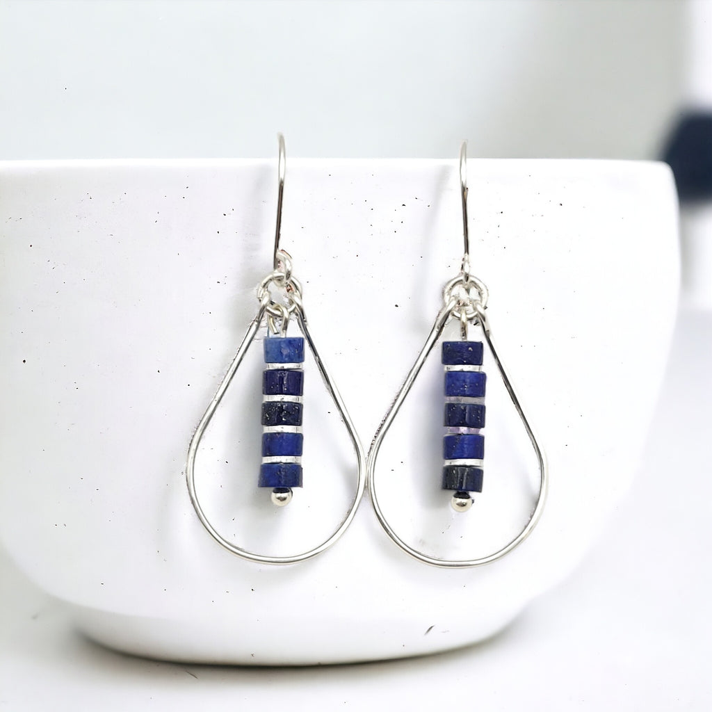 Lane - Silver with Lapis Lazuli Earrings Bijou by SAM