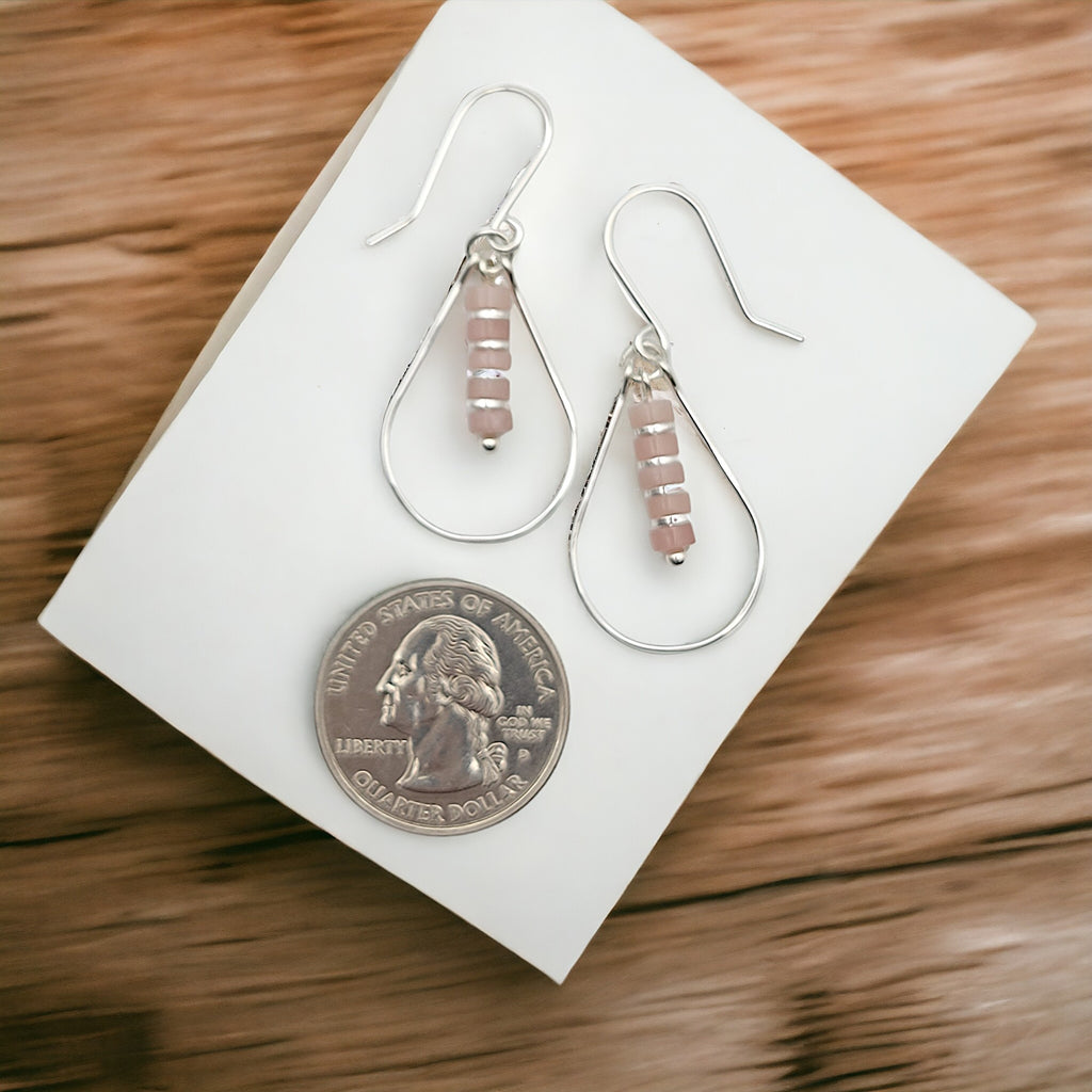 Lane - Silver with Pink Opal Earrings Bijou by SAM