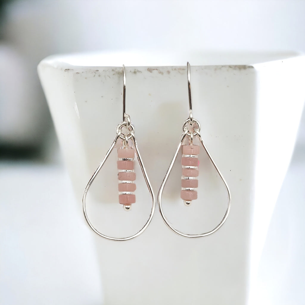 Lane - Silver with Pink Opal Earrings Bijou by SAM